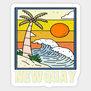 Newquay, Cornwall Retro Surf Poster Graphic Sticker